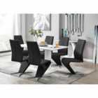 Furniture Box Imperia White High Gloss Dining Table And 6 x Black Willow Chairs Set