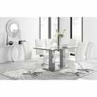 Furniture Box Imperia 6 Seater Grey Dining Table and 6 x White Willow Chairs