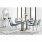 Furniture Box Imperia 6 Seater Grey Dining Table and 6 x Grey Pesaro Silver Leg Chairs