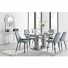 Furniture Box Imperia 6 Seater Grey Dining Table and 6 x Grey Pesaro Black Leg Chairs