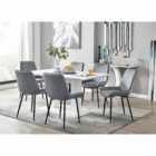 Furniture Box Imperia 6 Seater White Dining Table and 6 x Grey Pesaro Black Leg Chairs