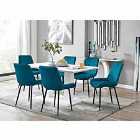 Furniture Box Imperia 6 Seater White Dining Table and 6 x Blue Pesaro Black Leg Chairs