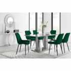 Furniture Box Imperia 6 Seater Grey Dining Table and 6 x Green Pesaro Black Leg Chairs
