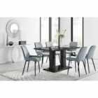 Furniture Box Imperia 6 Seater Black Dining Table and 6 x Grey Pesaro Black Leg Chairs