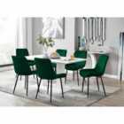 Furniture Box Imperia 6 Seater White Dining Table and 6 x Green Pesaro Black Leg Chairs