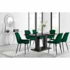 Furniture Box Imperia 6 Seater Black Dining Table and 6 x Green Pesaro Black Leg Chairs