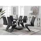 Furniture Box Florini Black Dining Table & 6 Black Chairs