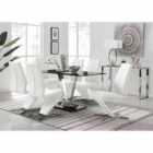 Furniture Box Florini Black Dining Table & 6 White Chairs