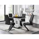 Furniture Box Giovani Black White High Gloss Glass Dining Table and 4 x Black Willow Chairs Set