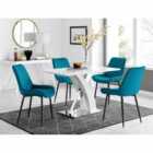 Furniture Box Atlanta 4 Seater White Dining Table and 4 x Blue Pesaro Black Leg Chairs