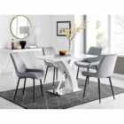 Furniture Box Atlanta 4 Seater White Dining Table and 4 x Grey Pesaro Black Leg Chairs