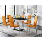 Furniture Box Giovani High Gloss And Glass Dining Table And 6 x Mustard Milan Chairs Set