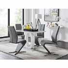 Furniture Box Giovani Grey White Modern High Gloss And Glass Dining Table And 4 x Elephant Grey Willow Chairs Set