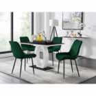 Furniture Box Giovani 4 Seater Black Dining Table & 4 x Green Pesaro Black Leg Chairs