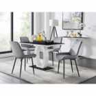 Furniture Box Giovani 4 Seater Black Dining Table & 4 x Grey Pesaro Black Leg Chairs