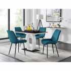 Furniture Box Giovani 4 Seater Black Dining Table & 4 x Blue Pesaro Black Leg Chairs