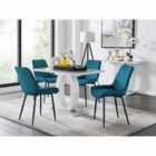 Furniture Box Giovani 4 Seater Grey Dining Table & 4 x Blue Pesaro Black Leg Chairs