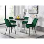 Furniture Box Giovani 4 Seater Grey Dining Table & 4 x Green Pesaro Black Leg Chairs