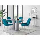 Furniture Box Imperia 4 Seater Grey Dining Table and 4 x Blue Pesaro Silver Leg Chairs