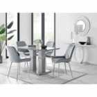 Furniture Box Imperia 4 Seater Grey Dining Table and 4 x Grey Pesaro Silver Leg Chairs