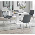 Furniture Box Imperia 4 Seater White Dining Table and 4 x Grey Pesaro Silver Leg Chairs