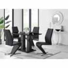 Furniture Box Imperia 4 Seater Modern Black High Gloss Dining Table And 4 x Black Luxury Willow Chairs Set