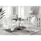 Furniture Box Florini Black Dining Table & 4 White Chairs
