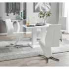 Furniture Box Imperia 4 Seater Modern White High Gloss Dining Table And 4 x White Willow Chairs Set
