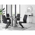 Furniture Box Imperia 4 Seater Modern Grey High Gloss Dining Table And 4 x Black Willow Chairs Set