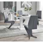 Furniture Box Imperia 4 Seater Modern White High Gloss Dining Table And 4 x Elephant Grey Willow Chairs Set