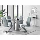 Furniture Box Imperia 4 Seater Modern Grey High Gloss Dining Table And 4 x Elephant Grey Willow Chairs Set