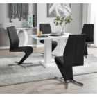 Furniture Box Imperia 4 Seater Modern White High Gloss Dining Table And 4 x Black Willow Chairs Set