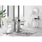 Furniture Box Imperia 4 Seater Modern Grey High Gloss Dining Table And 4 x White Willow Chairs Set
