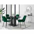 Furniture Box Imperia 4 Seater Black Dining Table and 4 x Green Pesaro Black Leg Chairs