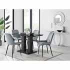 Furniture Box Imperia 4 Seater Black Dining Table and 4 x Grey Pesaro Black Leg Chairs