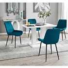 Furniture Box Imperia 4 Seater White Dining Table and 4 x Blue Pesaro Black Leg Chairs