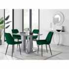 Furniture Box Imperia 4 Seater Grey Dining Table and 4 x Green Pesaro Black Leg Chairs