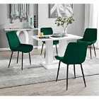Furniture Box Imperia 4 Seater White Dining Table and 4 x Green Pesaro Black Leg Chairs