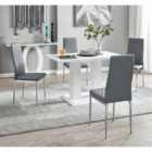 Furniture Box Imperia 4 Seater Modern White High Gloss Dining Table And 4 x Elephant Grey Milan Chairs Set