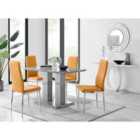 Furniture Box Imperia 4 Seater Modern Grey High Gloss Dining Table And 4 x Mustard Modern Milan Chairs Set
