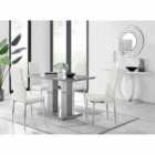 Furniture Box Imperia 4 Seater Modern Grey High Gloss Dining Table And 4 x White Modern Milan Chairs Set
