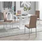 Furniture Box Imperia 4 Seater Modern White High Gloss Dining Table And 4 x Cappuccino Milan Chairs Set