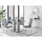 Furniture Box Imperia 4 Seater Modern Grey High Gloss Dining Table And 4 x Grey Modern Milan Chairs Set
