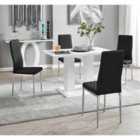 Furniture Box Imperia 4 Seater Modern White High Gloss Dining Table And 4 x Black Milan Chairs Set