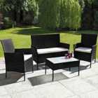 Neo Direct 4 Piece Rattan Outdoor Garden Sofa Set - Black