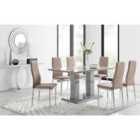 Furniture Box Imperia Grey Modern High Gloss Dining Table And 6 x Cappuccino Grey/Beige Milan Dining Chairs Set
