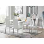Furniture Box Imperia White High Gloss Dining Table And 6 x White Milan Chairs Set