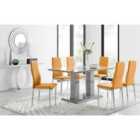 Furniture Box Imperia Grey Modern High Gloss Dining Table And 6 x Mustard Milan Dining Chairs Set