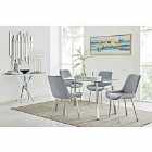 Furniture Box Cosmo Dining Table and 4 x Grey Pesaro Silver Leg Chairs