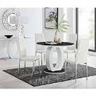 Furniture Box Giovani High Gloss And Glass 100cm Round Dining Table And 4 x White Milan Chairs Set